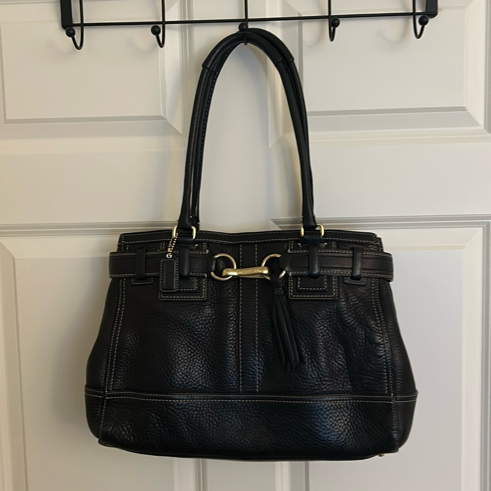 Coach Hampton Large Pebbled Leather Satchel